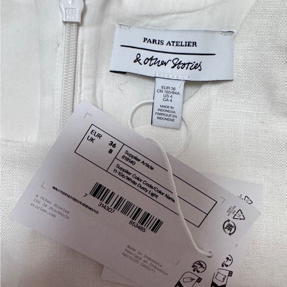 NWT & Other Stories White Linen Dress Halter Neck in sz.. 4 - Picture 7 of 12